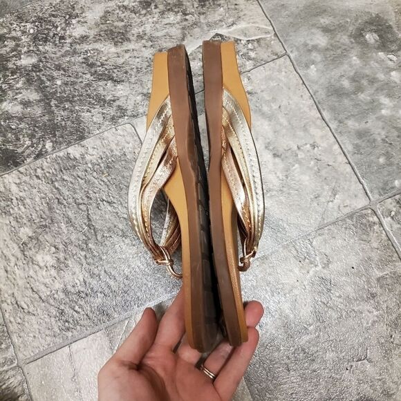 Vionic Orthaheel Palm Catalina Mixed Metallic Gold Silver Rose Gold Sandals 8 - Picture 3 of 10